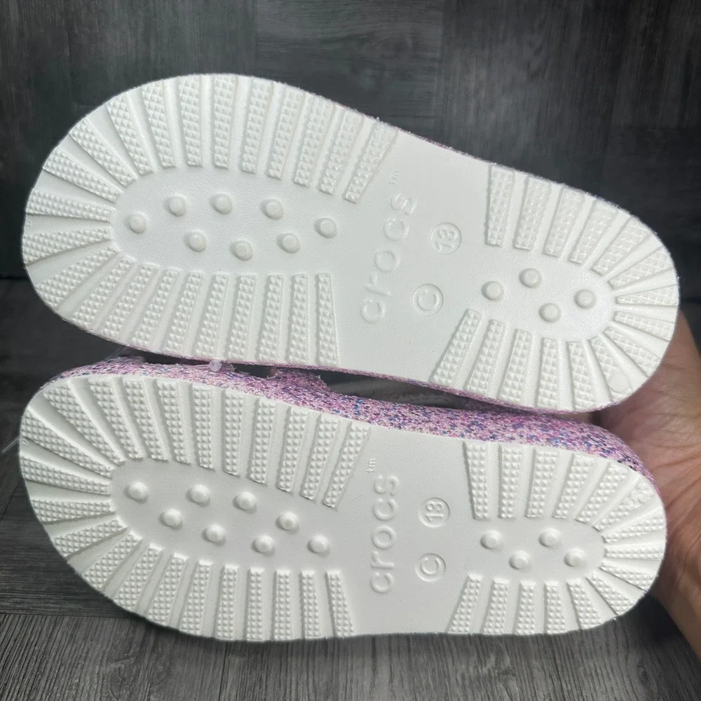 Crocs Fisherman Sandal Kids C13 Pink Multi Glitter Sparkle NEW